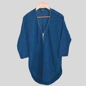 EXPRESS Women's %100 Cotton 3/4 Sleeve Sweater Pullover Aqua Size M